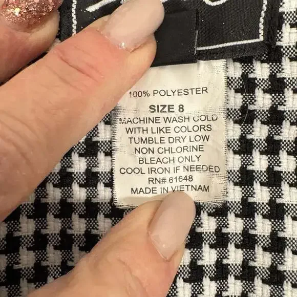 Vintage Sweet Suit Black White Houndstooth Skirt Suit Set Size 8 - Picture 4 of 14
